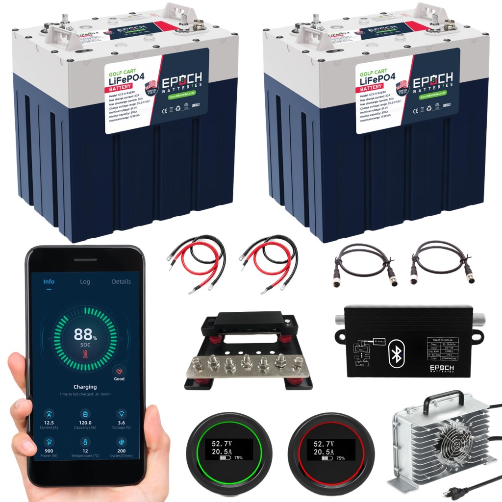 Epoch 48V GC2 - Golf Cart LiFePO4 Lithium Battery Complete Kit