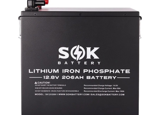 [SK12V206H] SOK Battery 12V 206Ah Heated LiFePO4 Metal Box SK12V206H