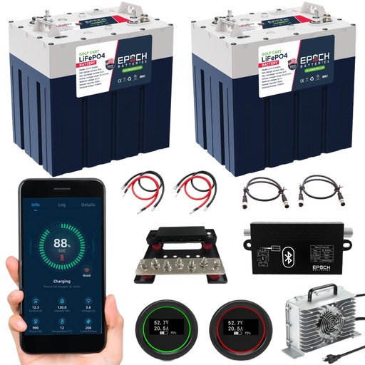 Epoch 48V GC2 - Golf Cart LiFePO4 Lithium Battery Complete Kit