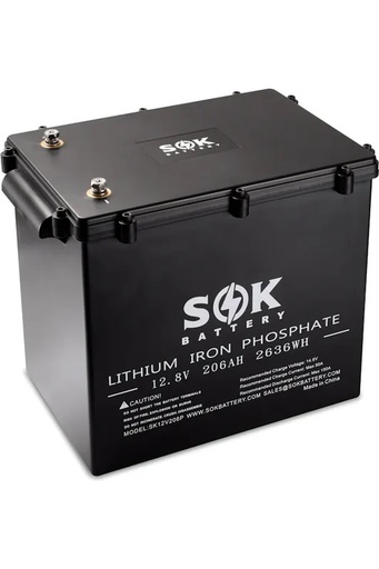 [SK12V206PH] SOK 12V 206Ah LiFePO4 Battery,Sealed Plastic Box Marine Grade